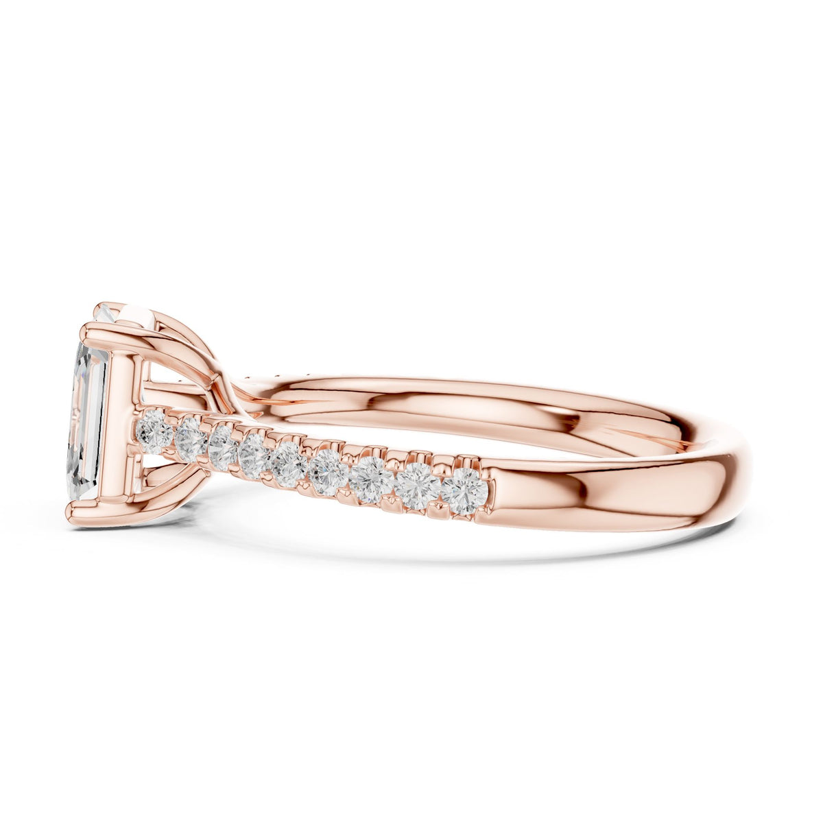 Asscher Accented Lab Grown Diamond Engagement Ring