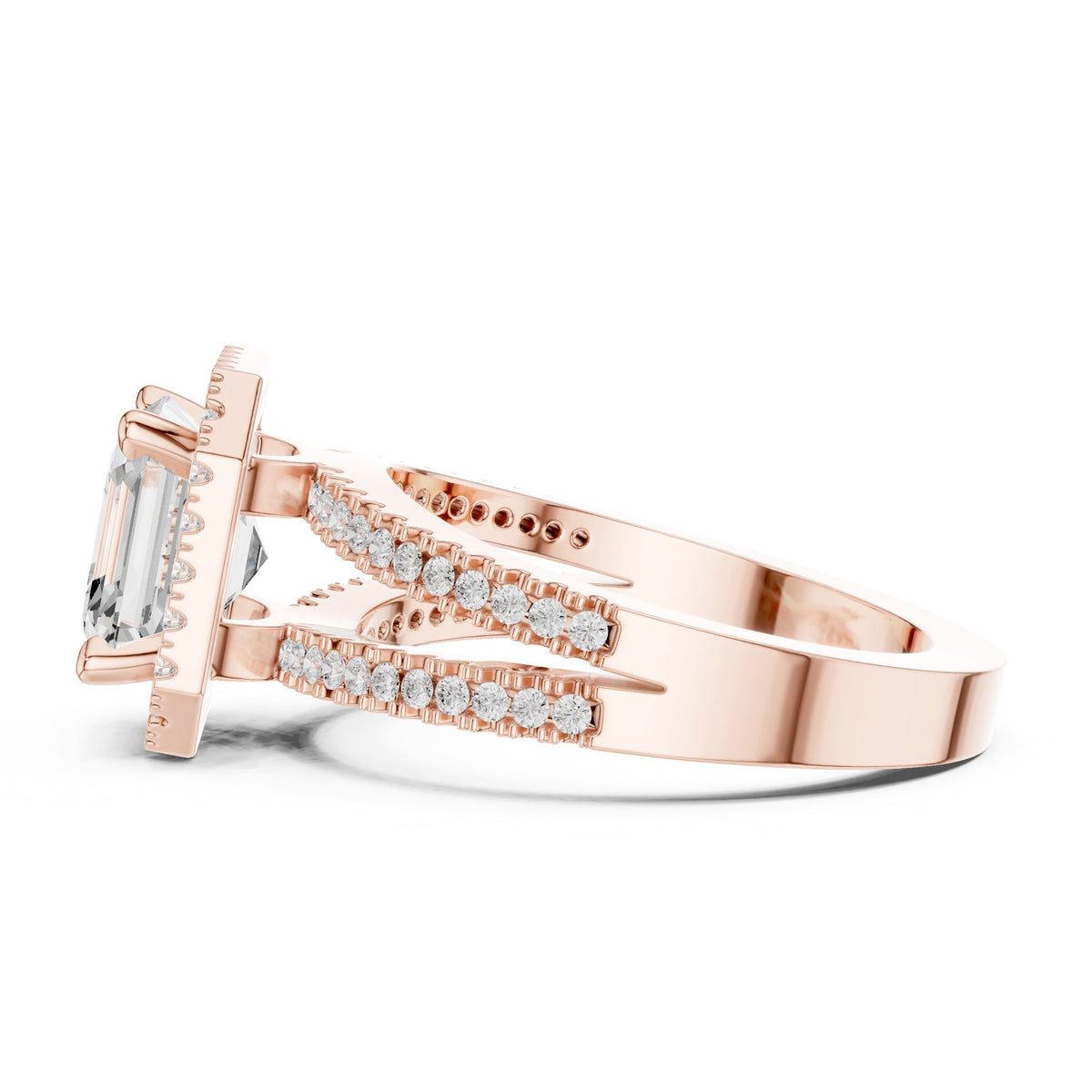 Asscher Halo Lab Grown Diamond Engagement Ring