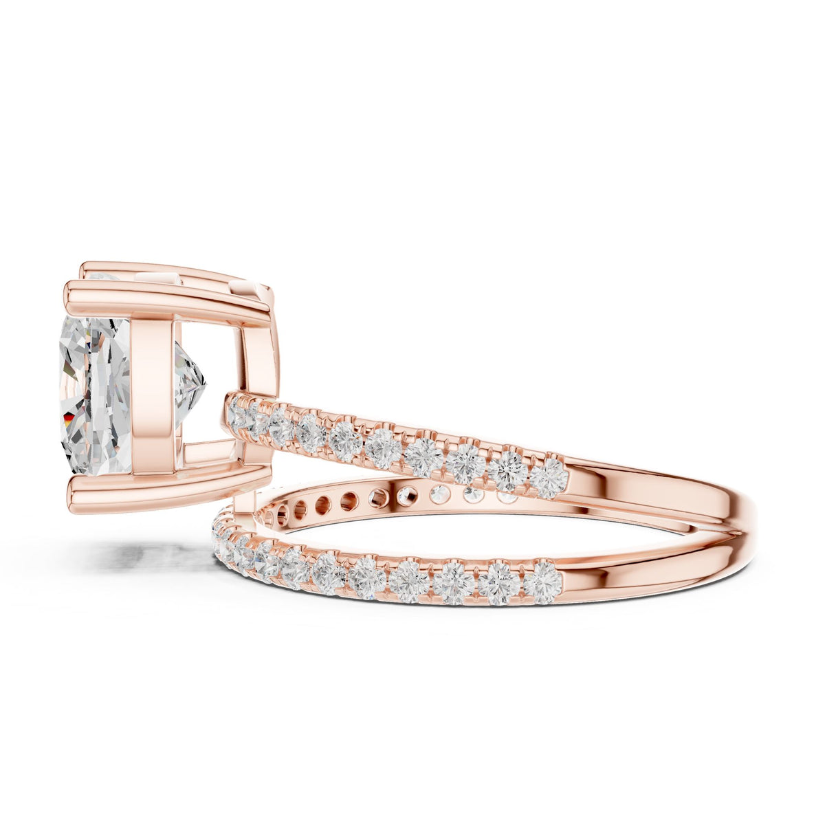 Cushion Accented Lab Grown Diamond Engagement Ring