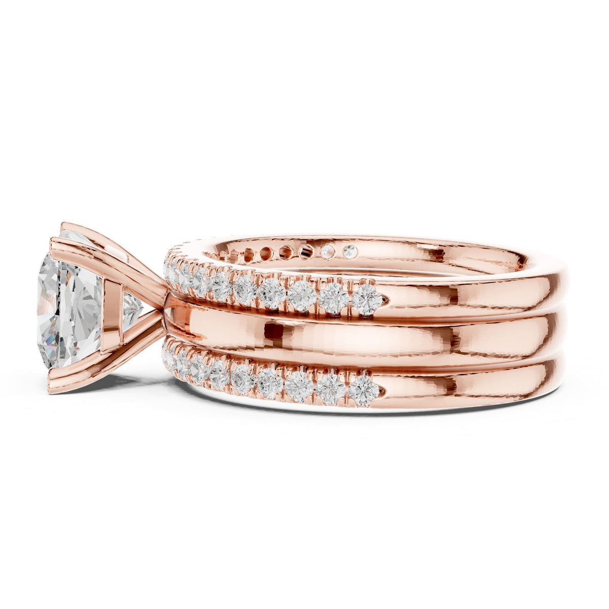 Cushion Accented Lab Grown Diamond Engagement Ring