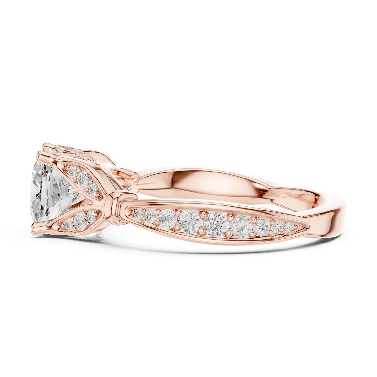 Cushion Accented Lab Grown Diamond Engagement Ring