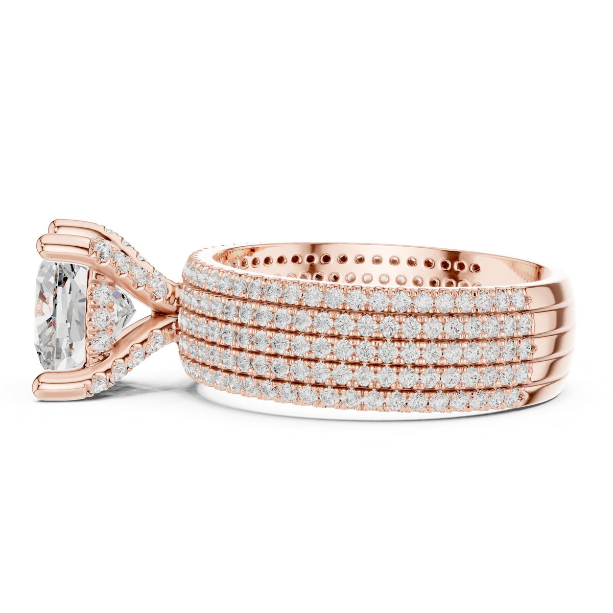 Cushion Pave Lab Grown Diamond Engagement Ring