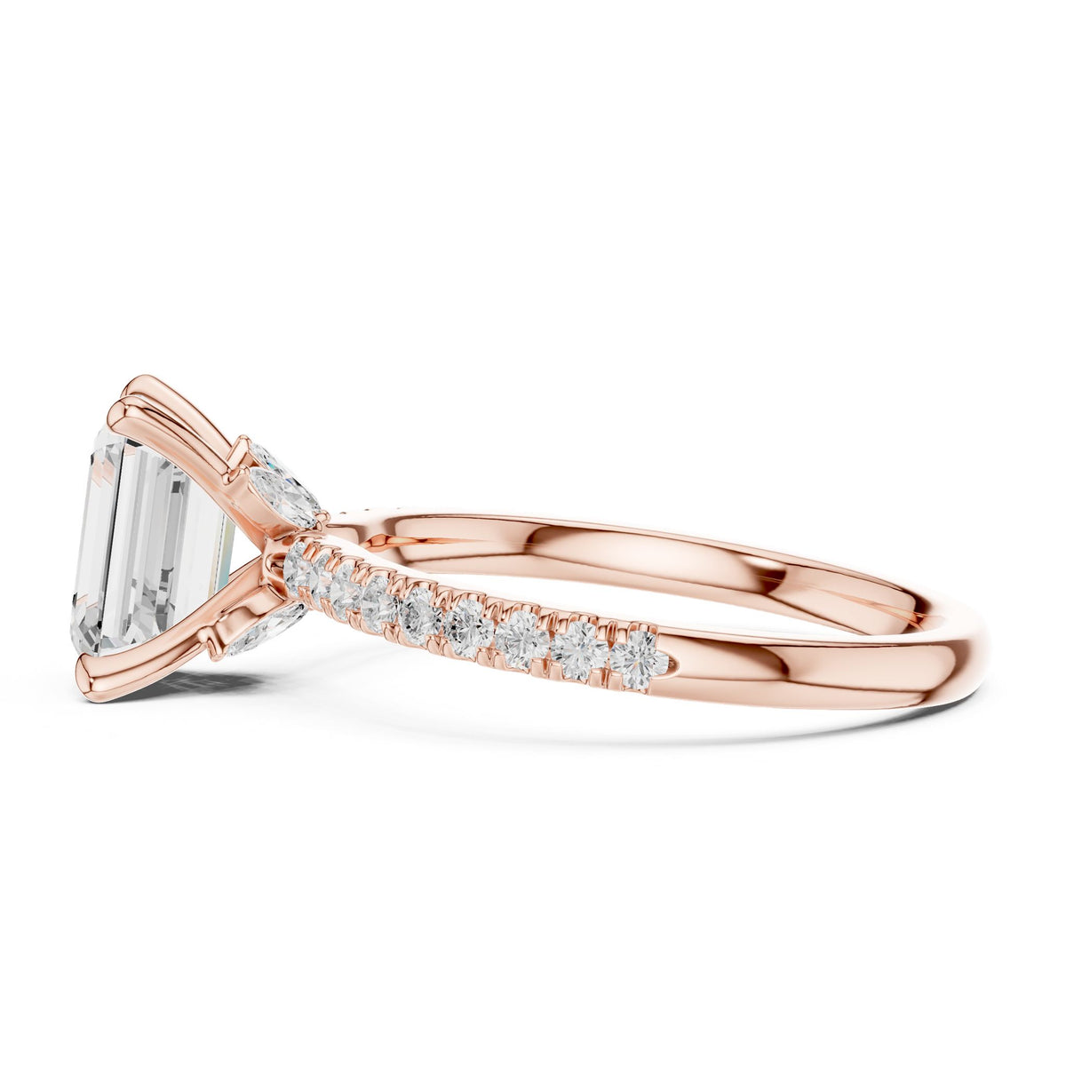 Emerald Accented Lab Grown Diamond Engagement Ring