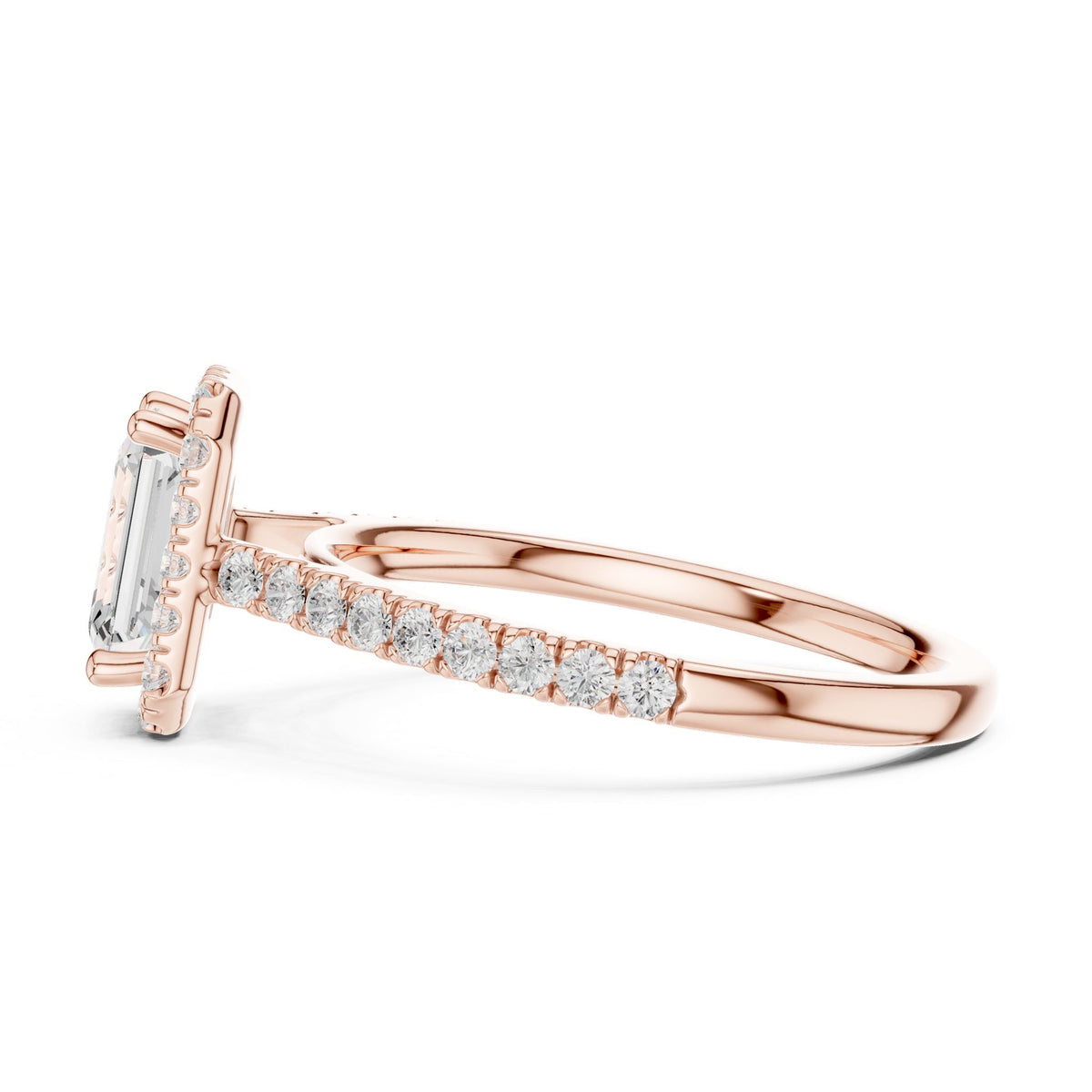 Emerald Halo Lab Grown Diamond Engagement Ring