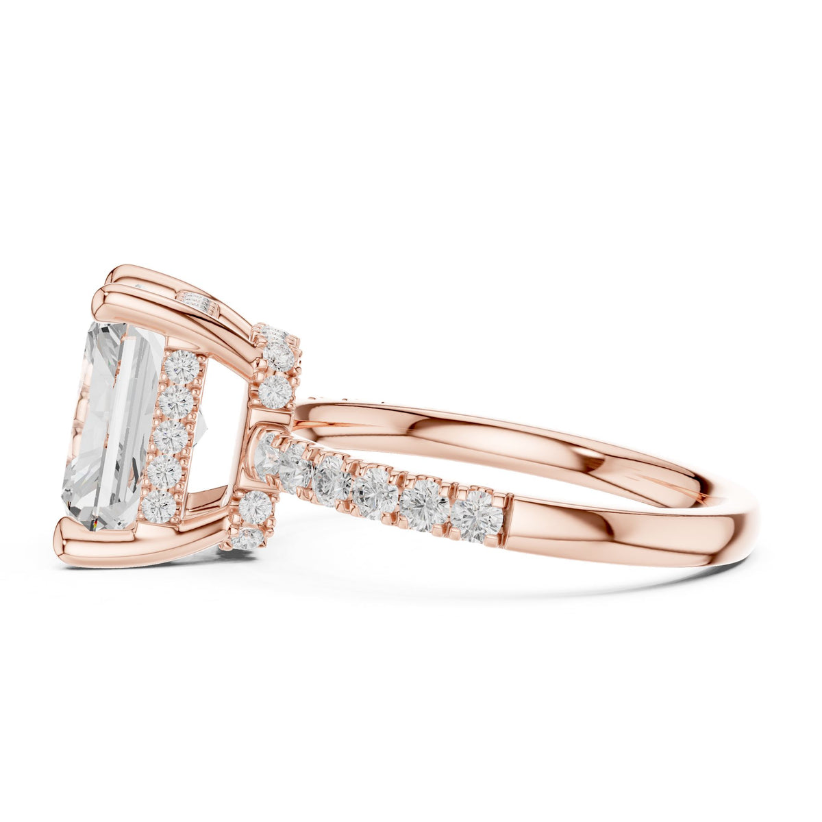 Emerald Hidden Halo Lab Grown Diamond Engagement Ring
