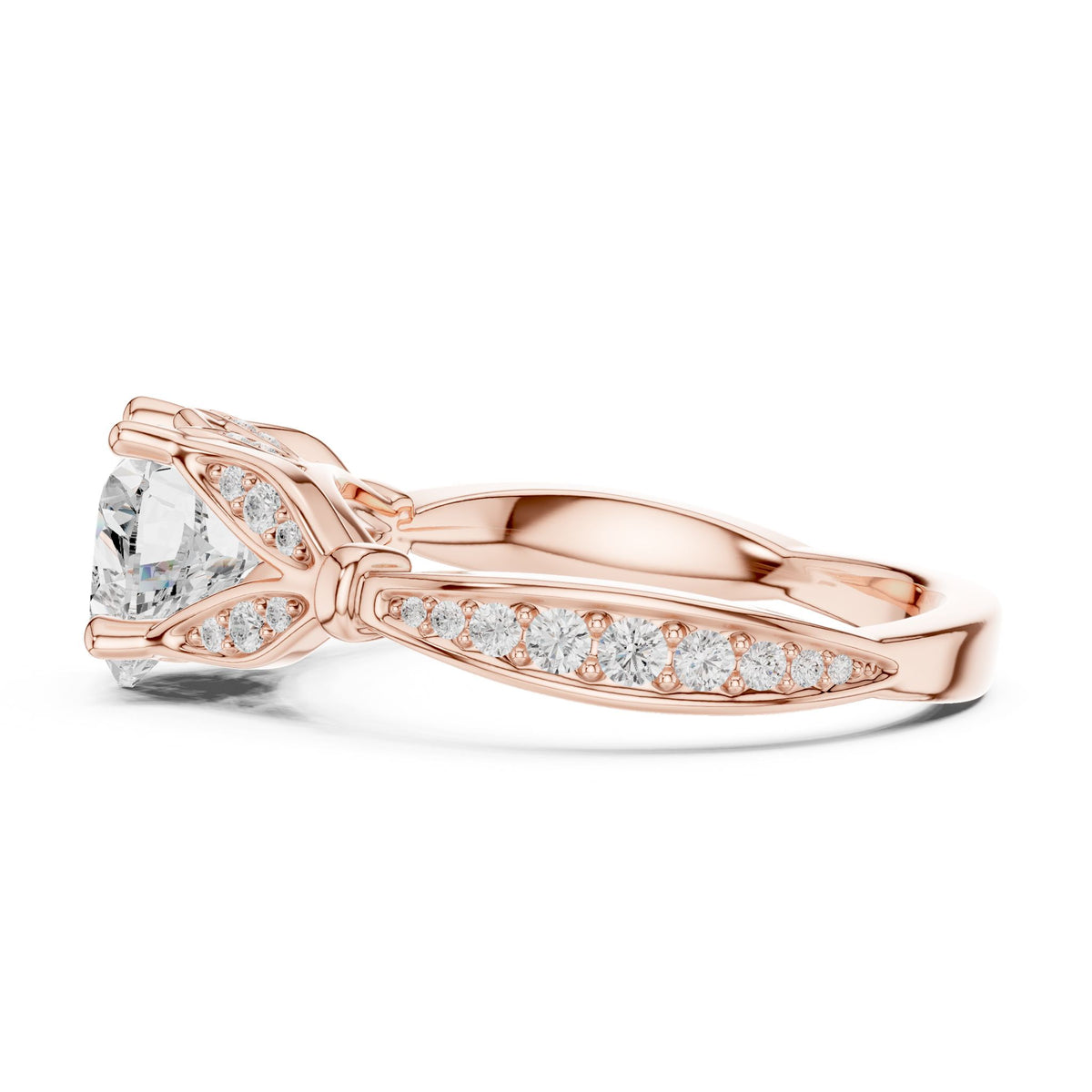 Heart Accented Lab Grown Diamond Engagement Ring