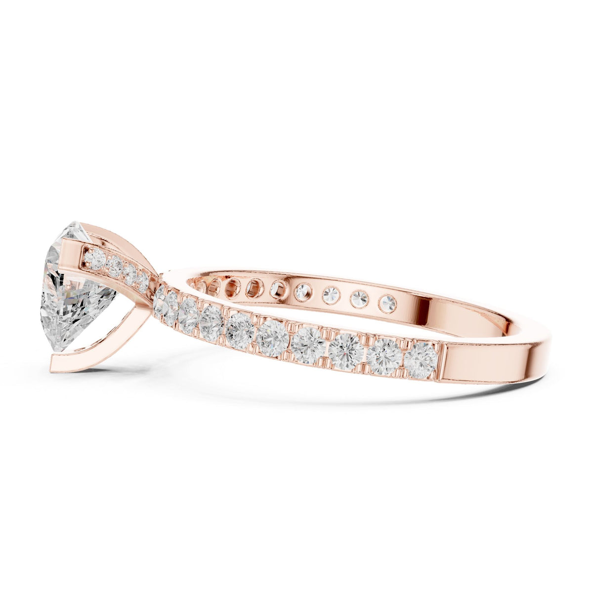 Heart Accented Lab Grown Diamond Engagement Ring