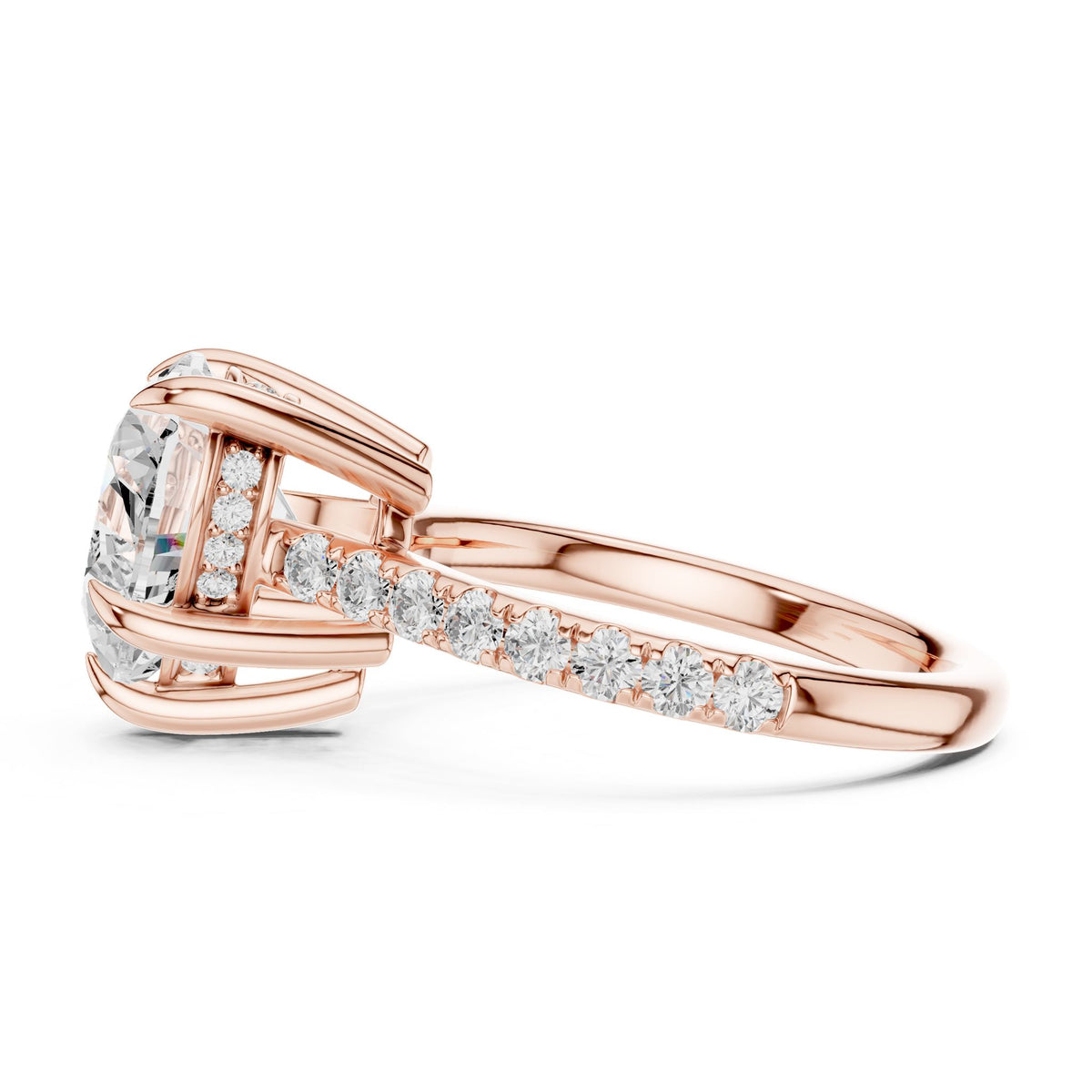 Heart Accented Lab Grown Diamond Engagement Ring