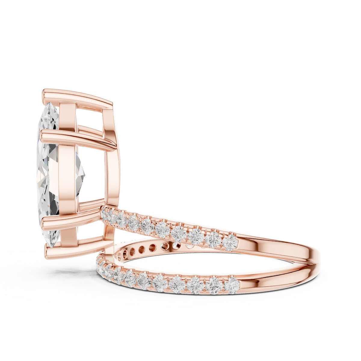 Marquise Hidden Halo Lab Grown Diamond Engagement Ring