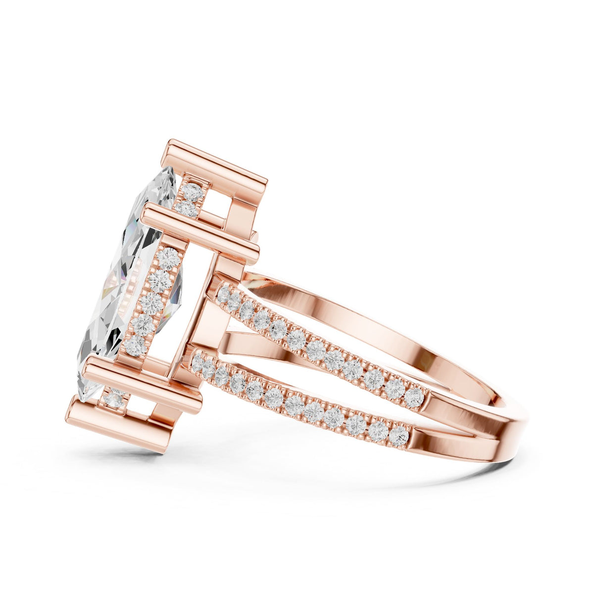 Marquise Hidden Halo Lab Grown Diamond Engagement Ring