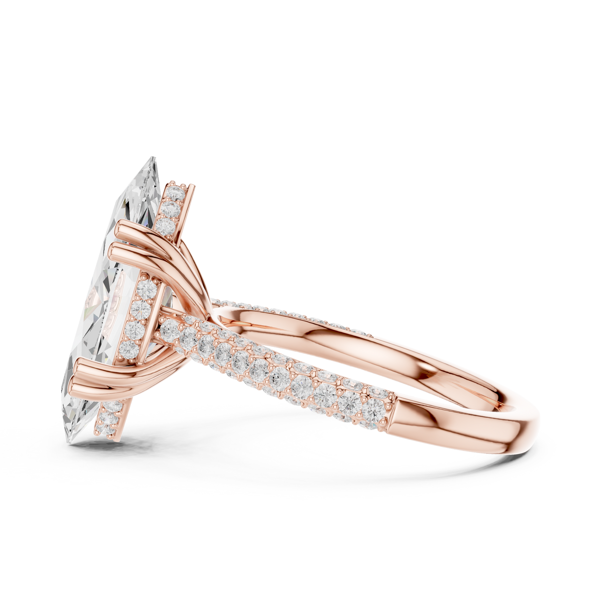 Marquise Pave Lab Grown Diamond Engagement Ring