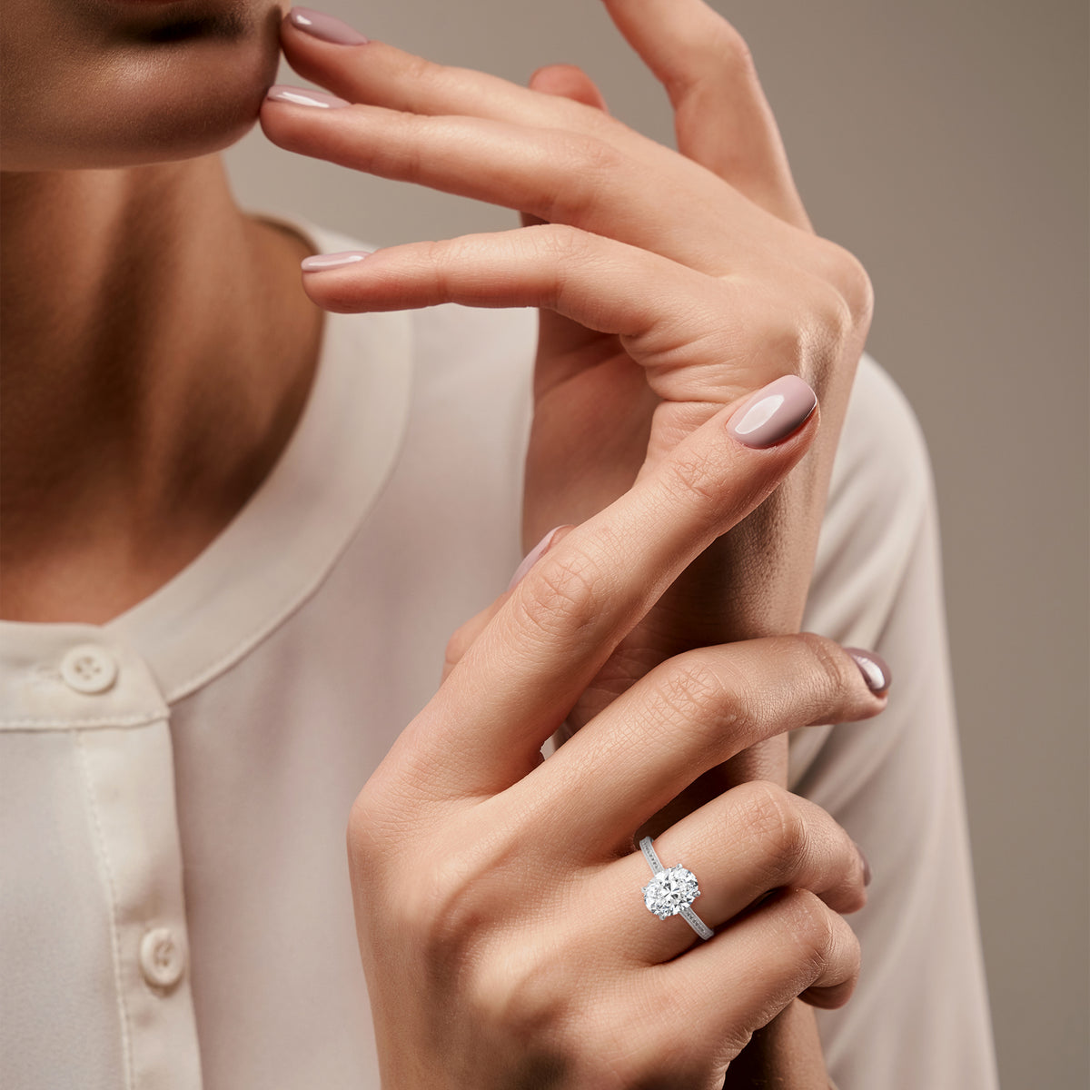 Oval Accented Lab Grown Diamond Engagement Ring