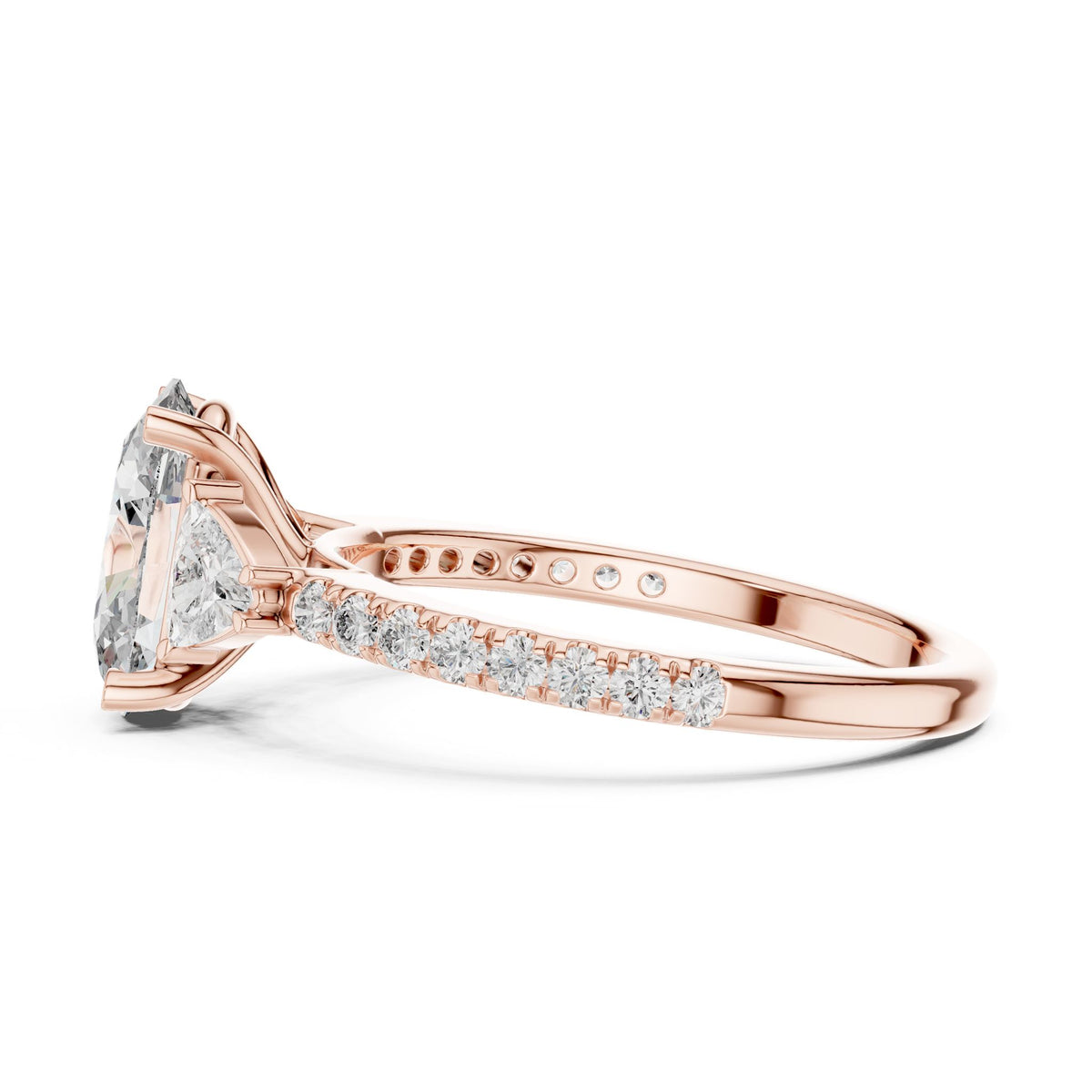 Oval Three Stone Lab Grown Diamond Engagement Ring
