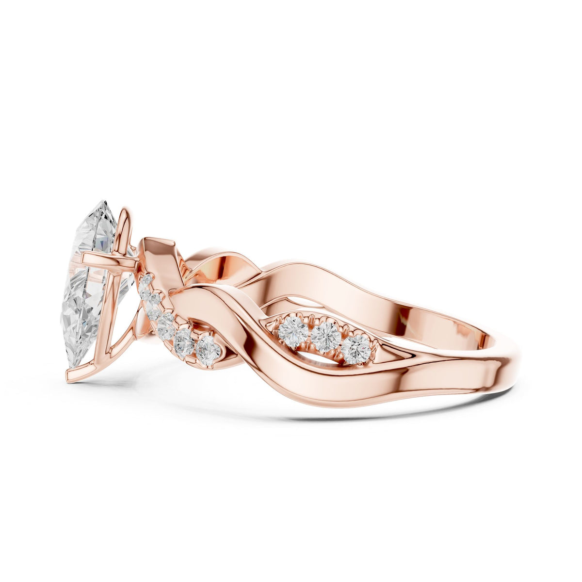 Pear Accented Lab Grown Diamond Engagement Ring