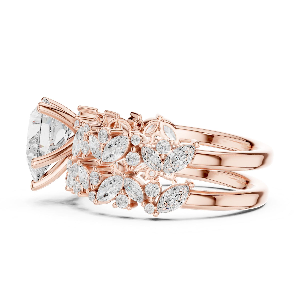Pear Accented Lab Grown Diamond Engagement Ring
