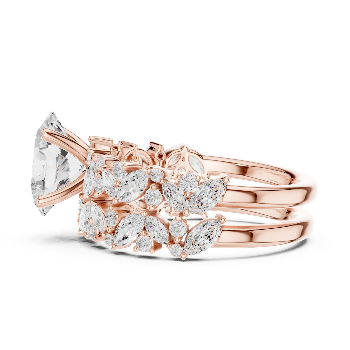 Round Accented Lab Grown Diamond Engagement Ring