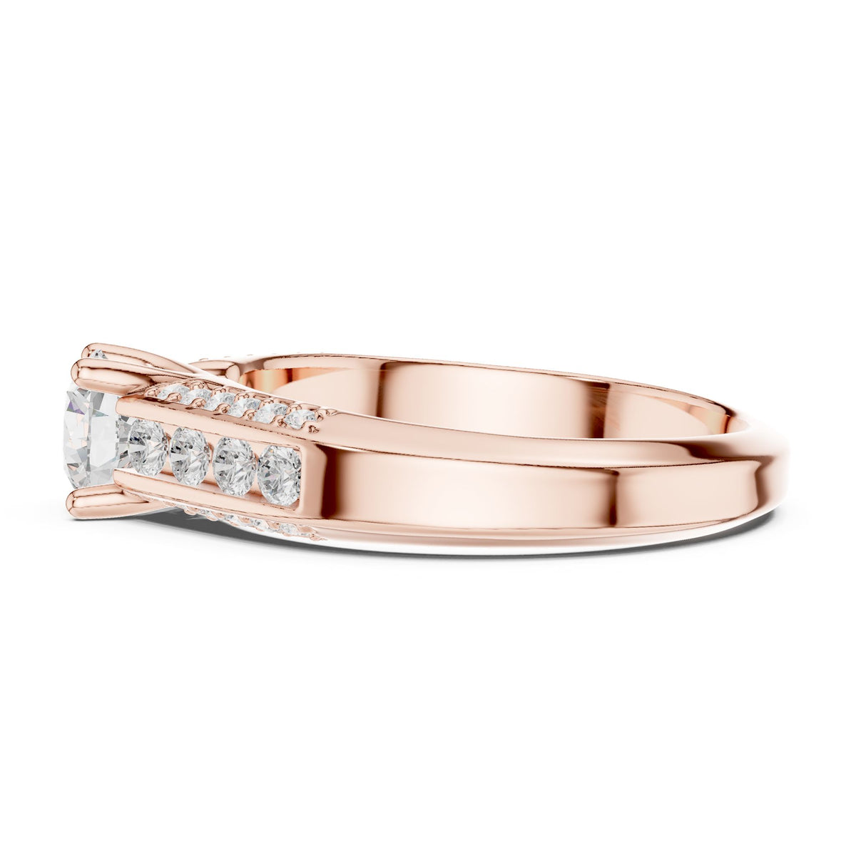 Round Accented Lab Grown Diamond Engagement Ring