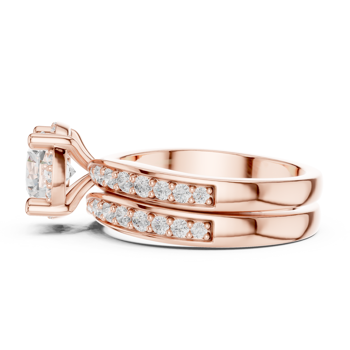 Round Accented Lab Grown Diamond Engagement Ring