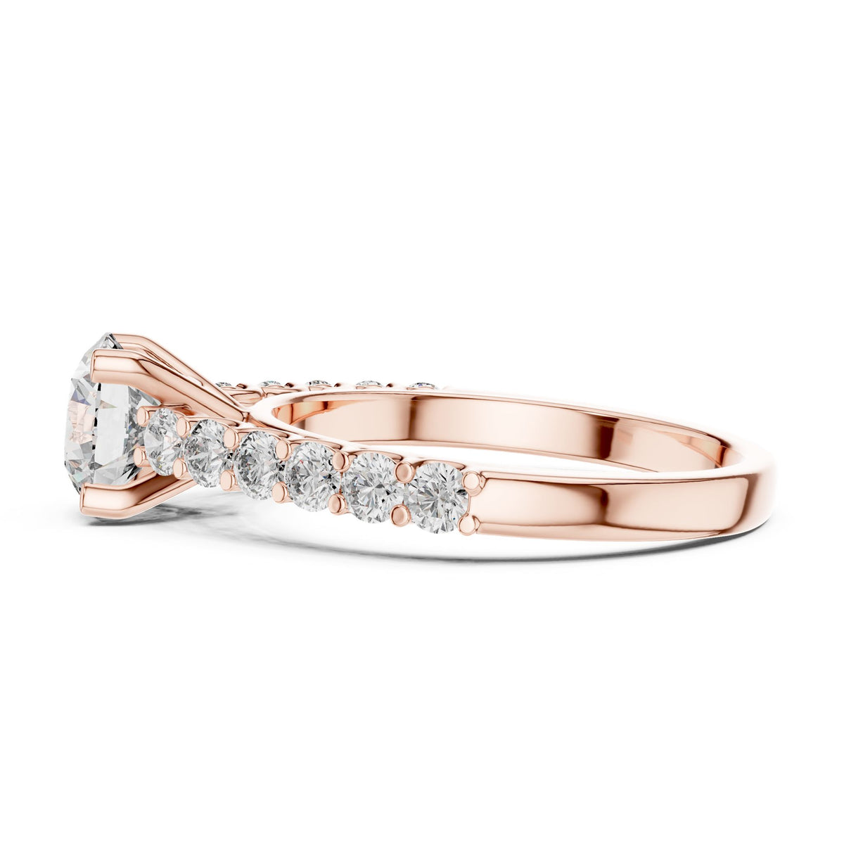 Round Accented Lab Grown Diamond Engagement Ring