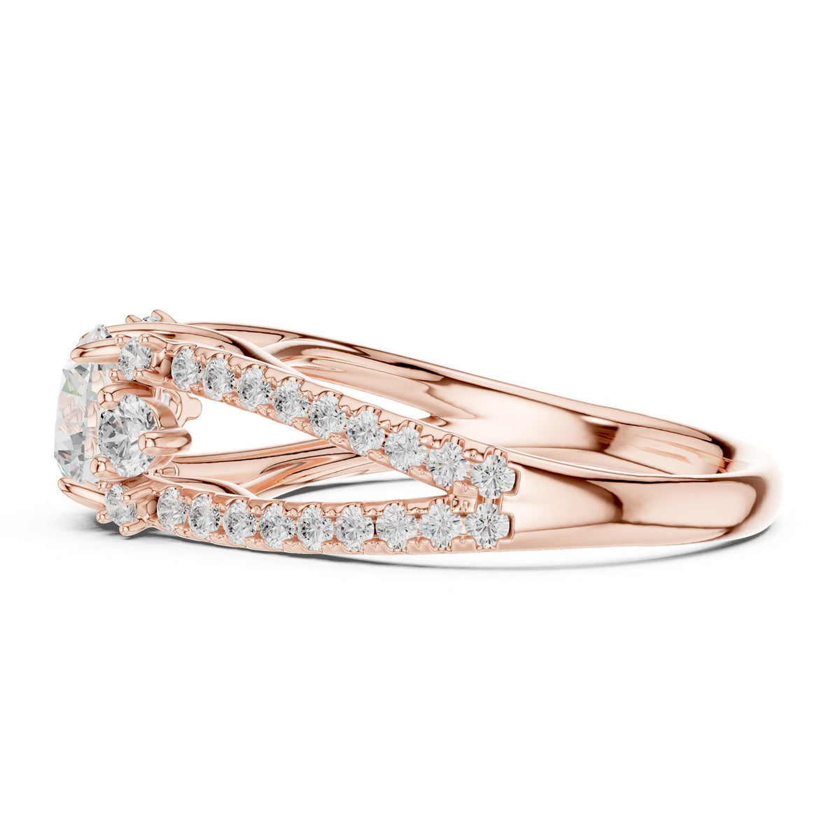 Round Accented Lab Grown Diamond Engagement Ring