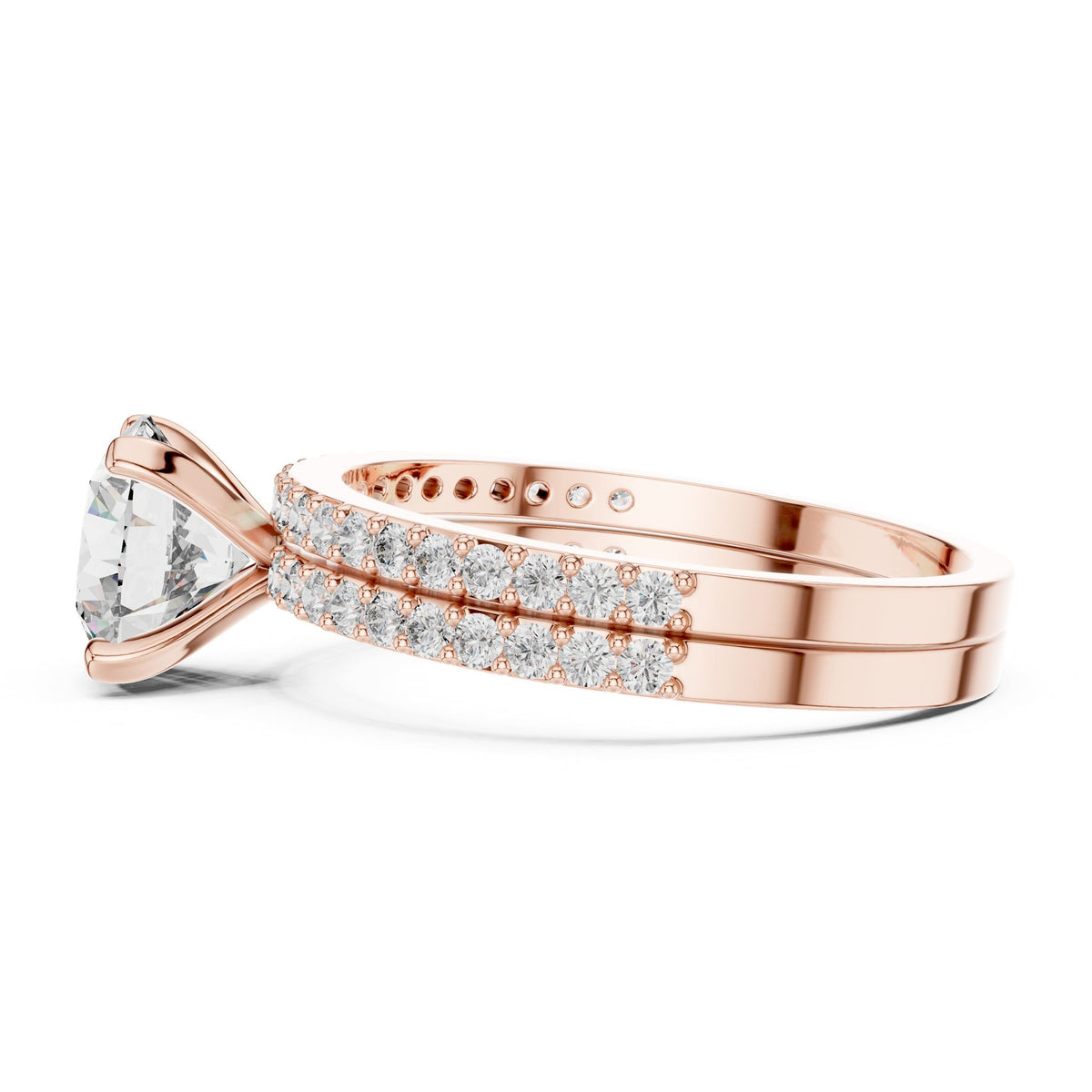 Round Accented Lab Grown Diamond Engagement Ring