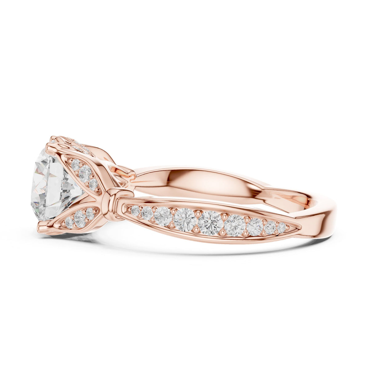 Round Accented Lab Grown Diamond Engagement Ring