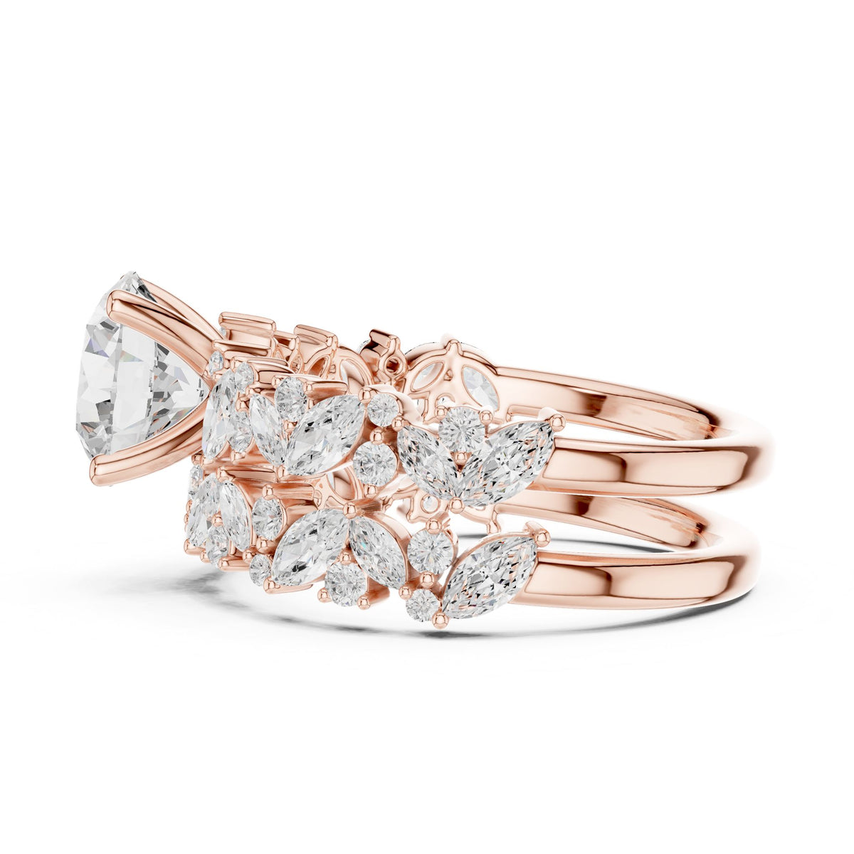 Round Accented Lab Grown Diamond Engagement Ring