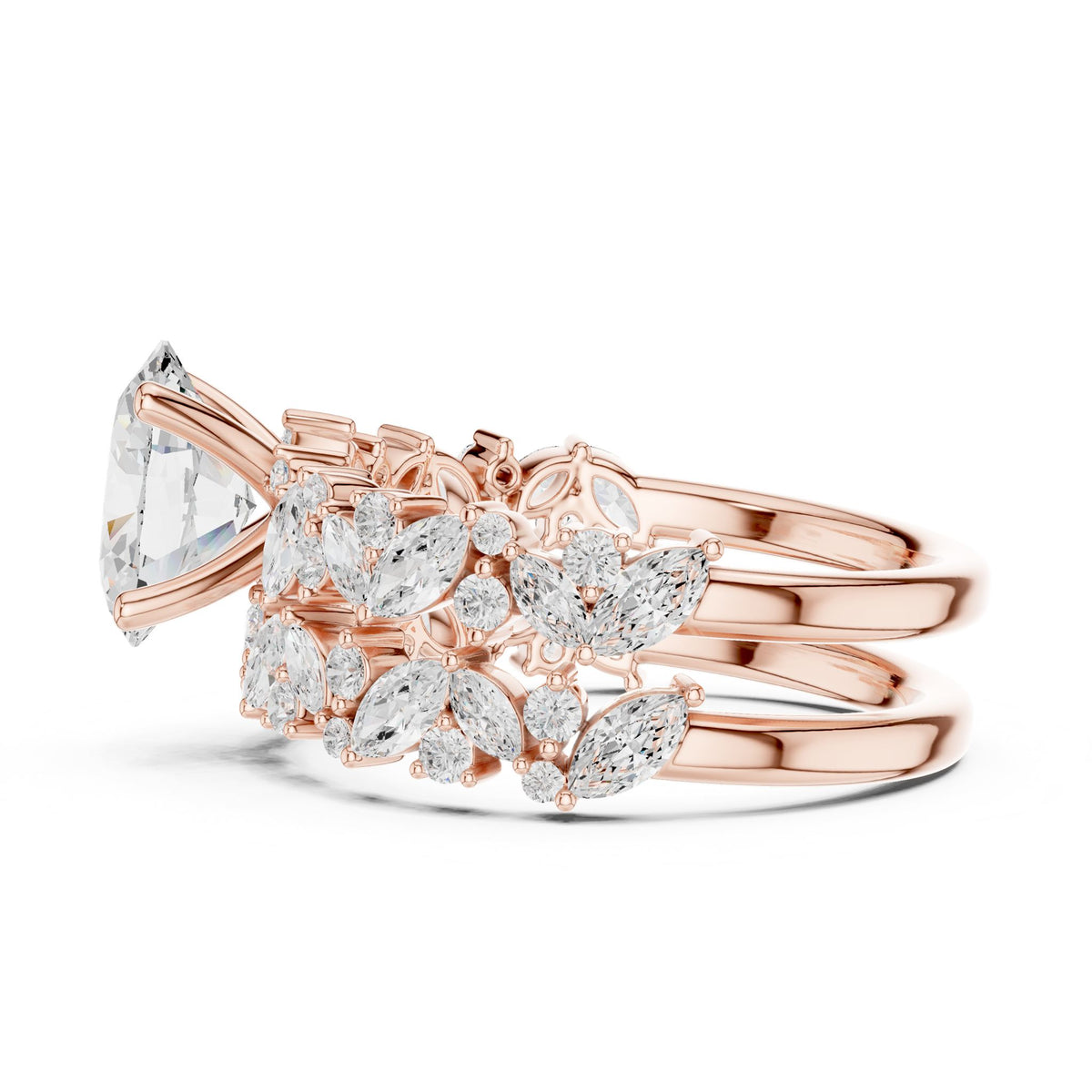 Round Accented Lab Grown Diamond Engagement Ring