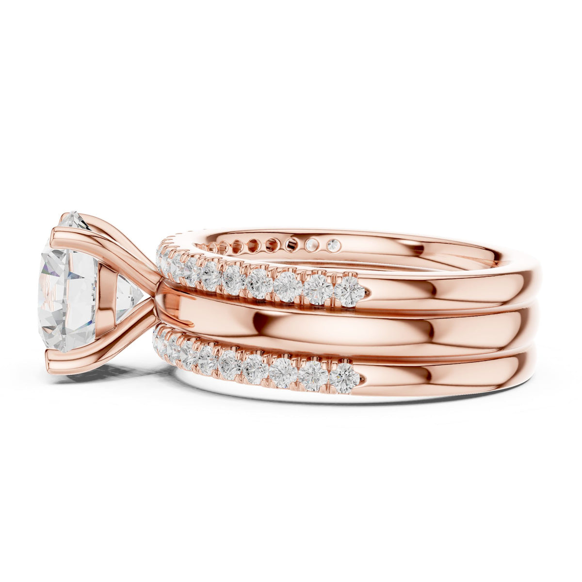 Round Accented Lab Grown Diamond Engagement Ring