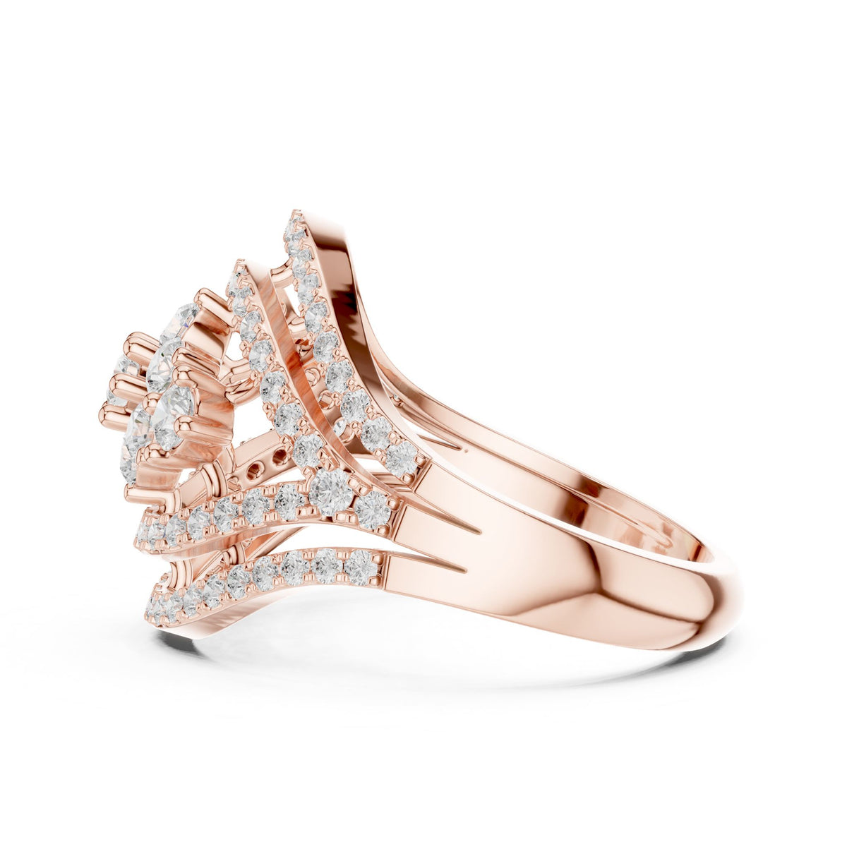 Round Cluster Lab Grown Diamond Engagement Ring
