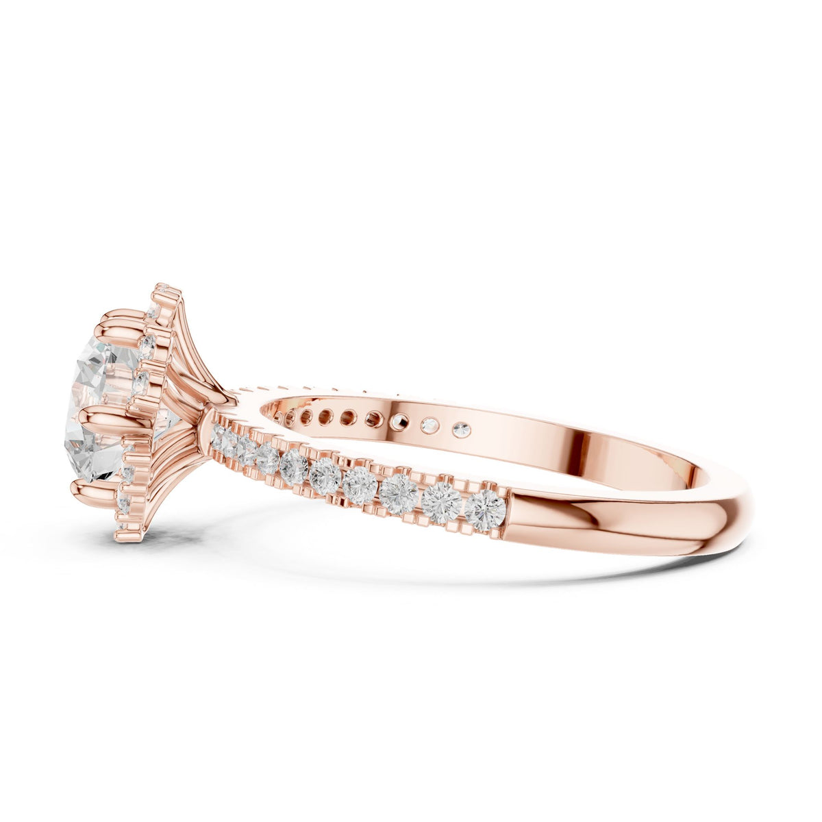 Round Halo Lab Grown Diamond Engagement Ring