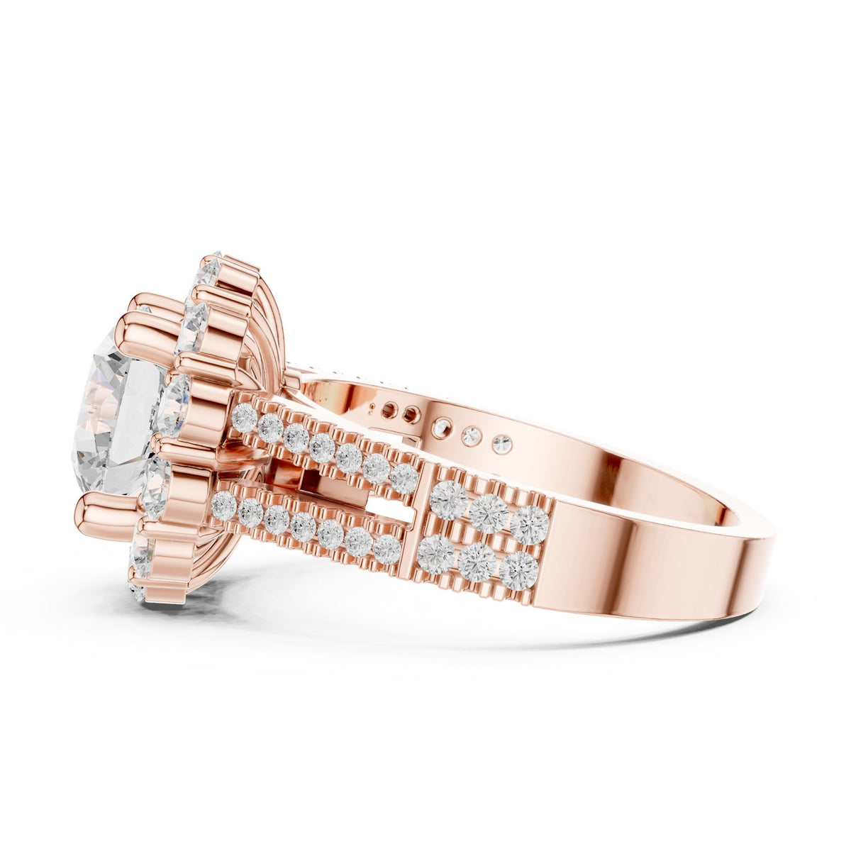 Round Halo Lab Grown Diamond Engagement Ring