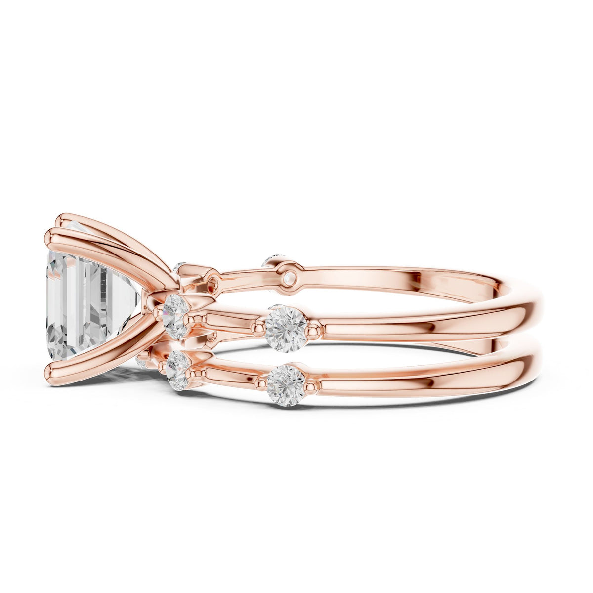 Asscher Accented Lab Grown Diamond Engagement Ring