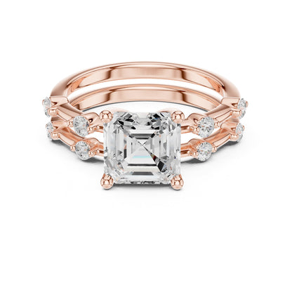 Asscher Accented Lab Grown Diamond Engagement Ring