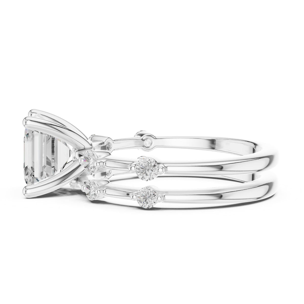 Asscher Accented Lab Grown Diamond Engagement Ring