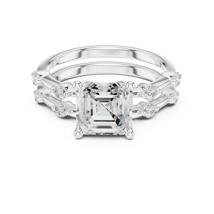 Asscher Accented Lab Grown Diamond Engagement Ring