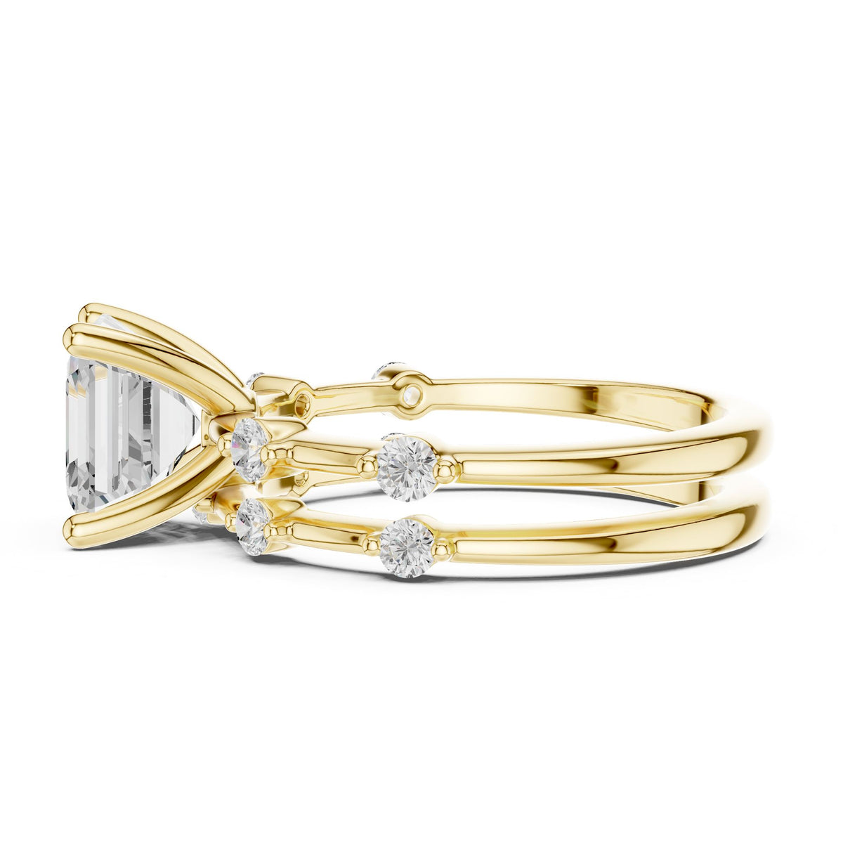 Asscher Accented Lab Grown Diamond Engagement Ring