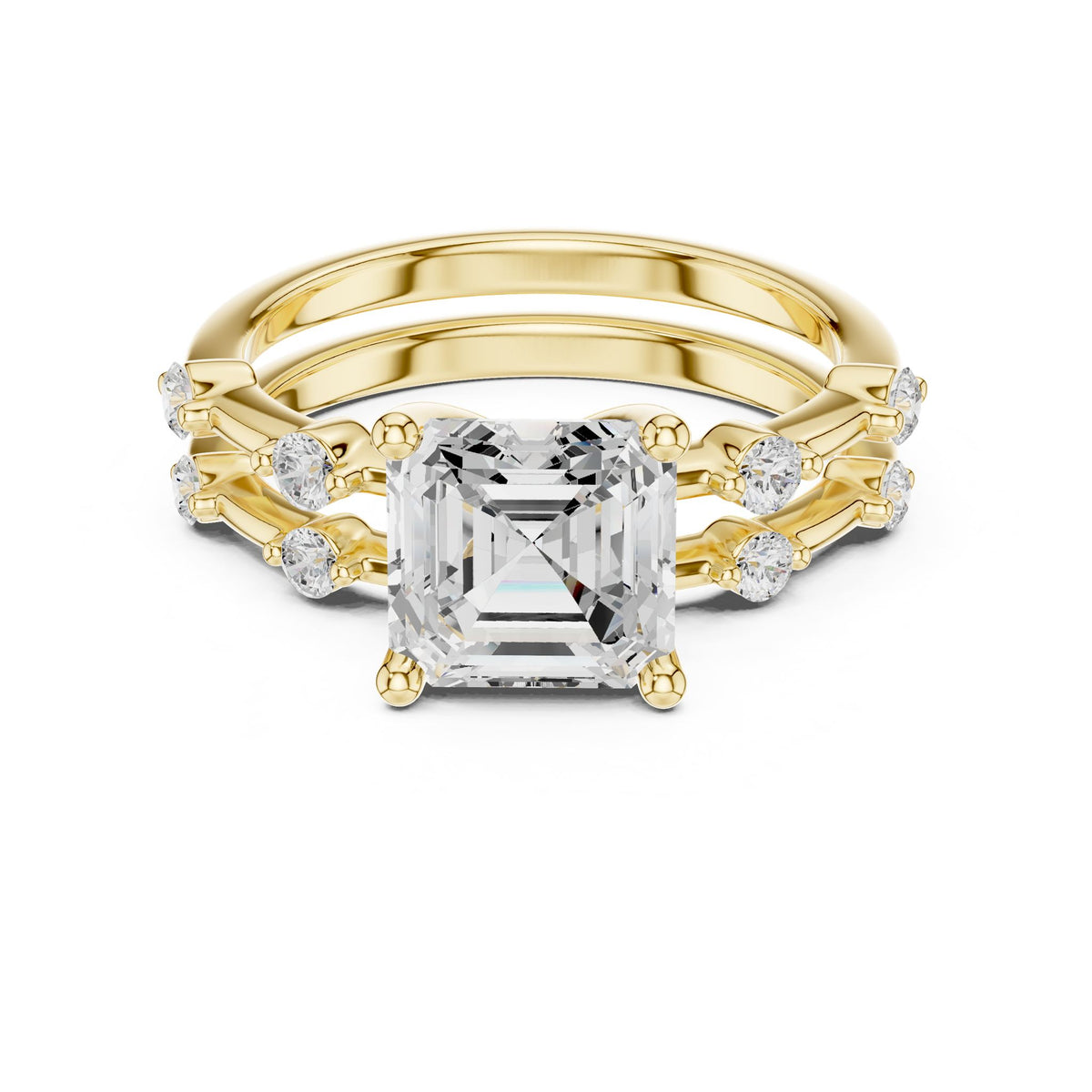 Asscher Accented Lab Grown Diamond Engagement Ring