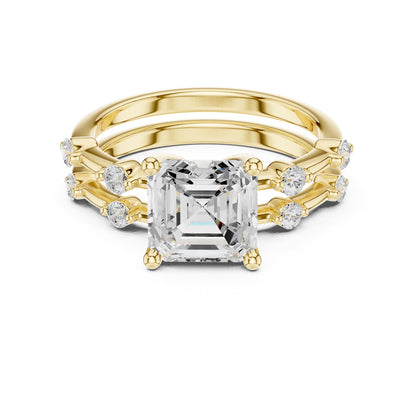 Asscher Accented Lab Grown Diamond Engagement Ring
