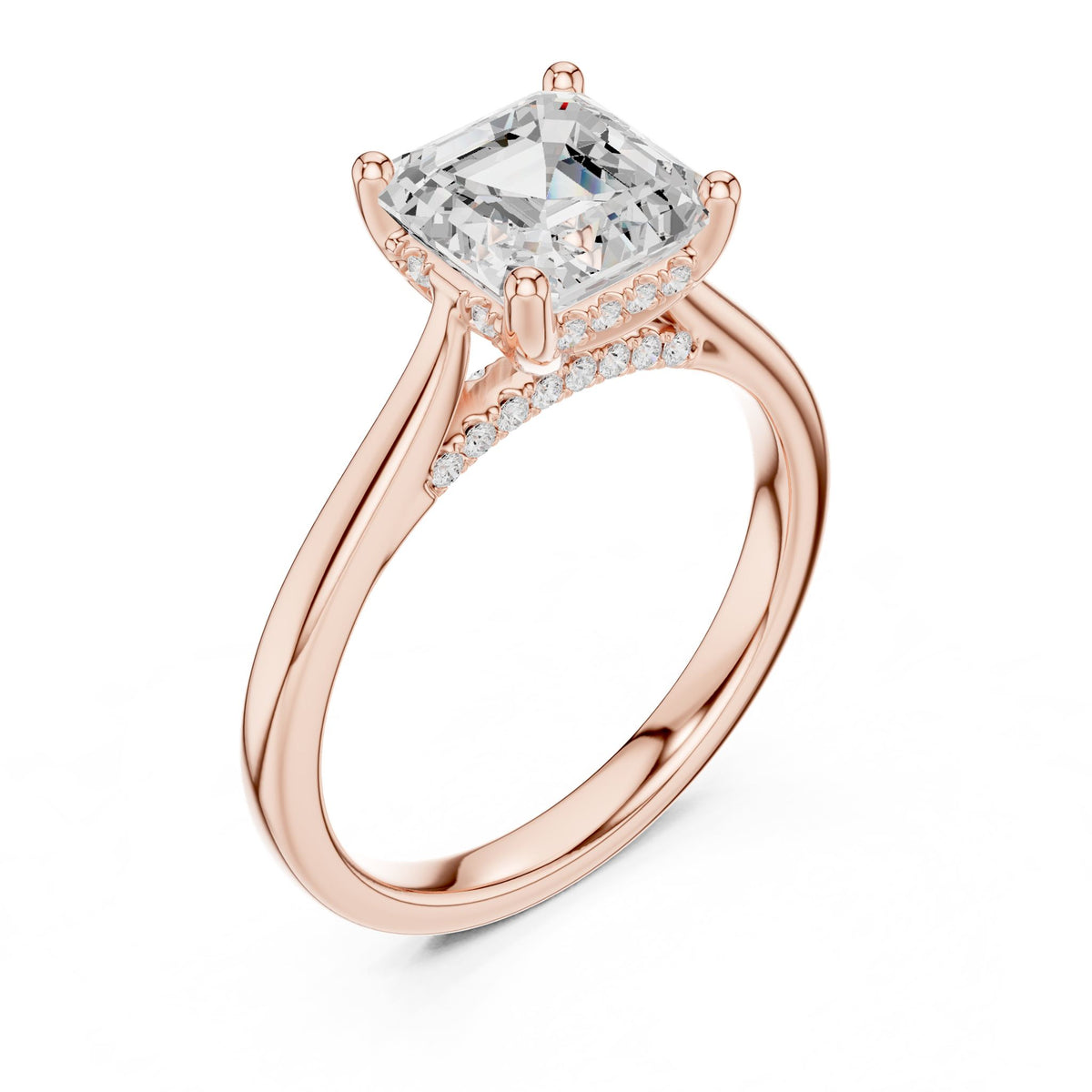 Asscher Accented Lab Grown Diamond Engagement Ring