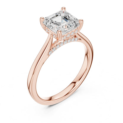 Asscher Accented Lab Grown Diamond Engagement Ring