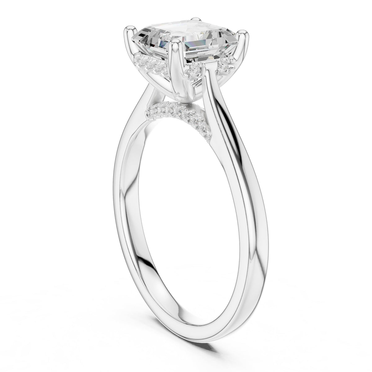 Asscher Accented Lab Grown Diamond Engagement Ring