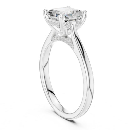 Asscher Accented Lab Grown Diamond Engagement Ring