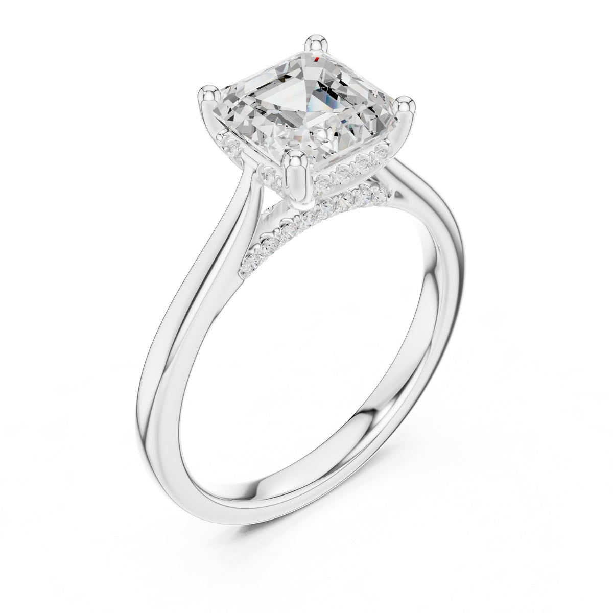 Asscher Accented Lab Grown Diamond Engagement Ring