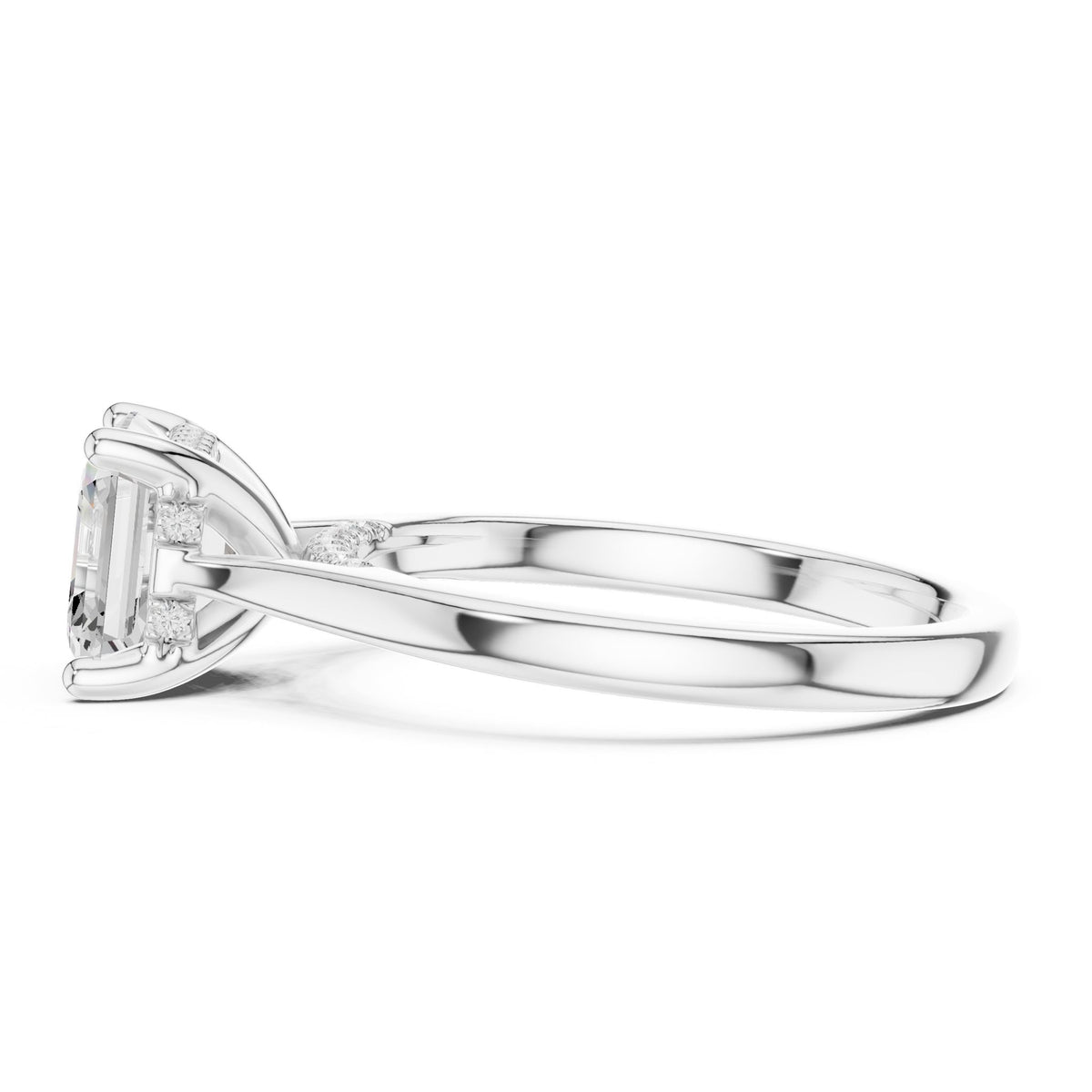 Asscher Accented Lab Grown Diamond Engagement Ring