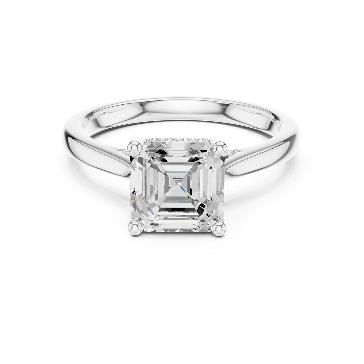 Asscher Accented Lab Grown Diamond Engagement Ring