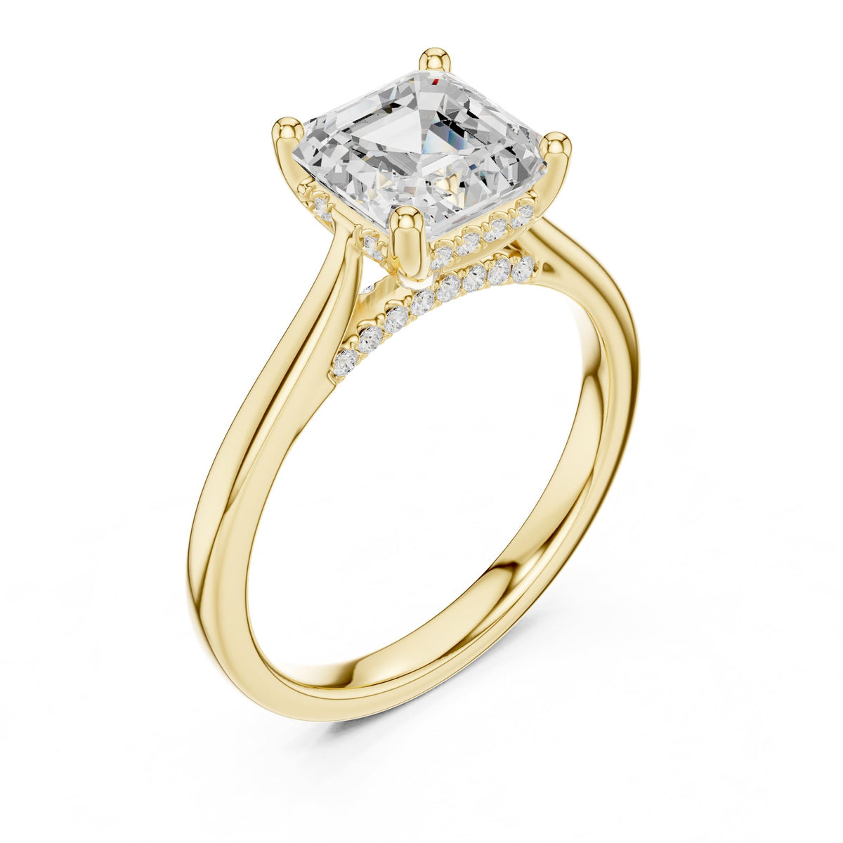 Asscher Accented Lab Grown Diamond Engagement Ring