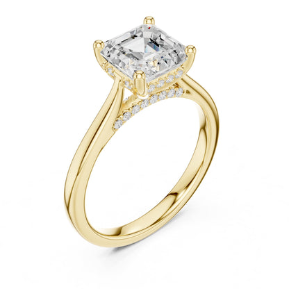 Asscher Accented Lab Grown Diamond Engagement Ring