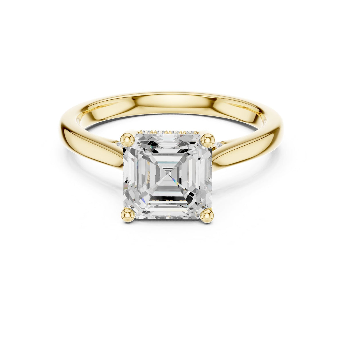 Asscher Accented Lab Grown Diamond Engagement Ring