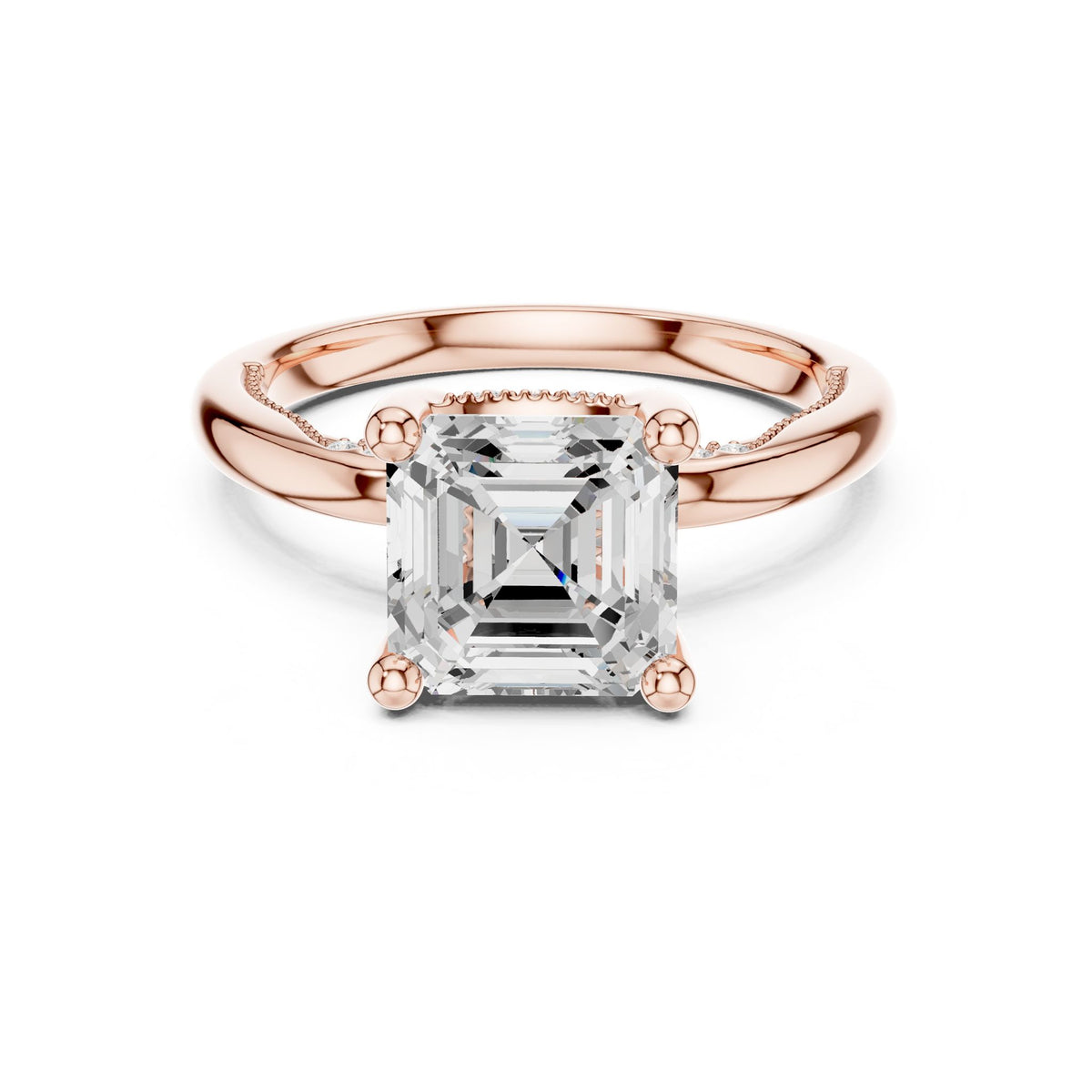 Asscher Accented Lab Grown Diamond Engagement Ring